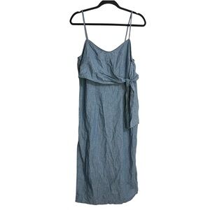 Topshop Light Blue Denim Aesthetic Spaghetti-Strap Midi Dress